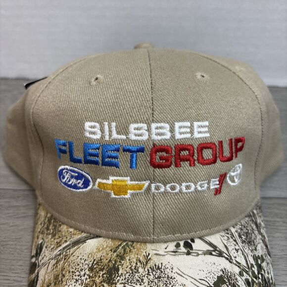 Ford Dodge Baseball Hat Cap Tan Camo Bill, Silsbee Fleet Group Flex Strap NEW - Picture 2 of 9